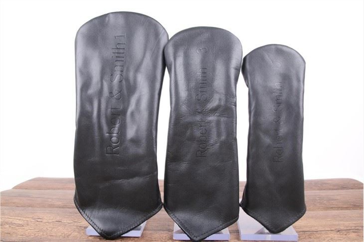 Black Vintage Genuine Leather Golf Headcovers Classic Cover