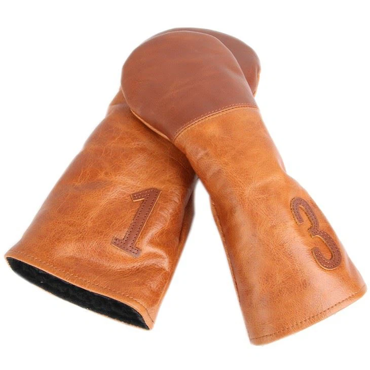 Leather Golf Club Head Covers - 3 Pack Set